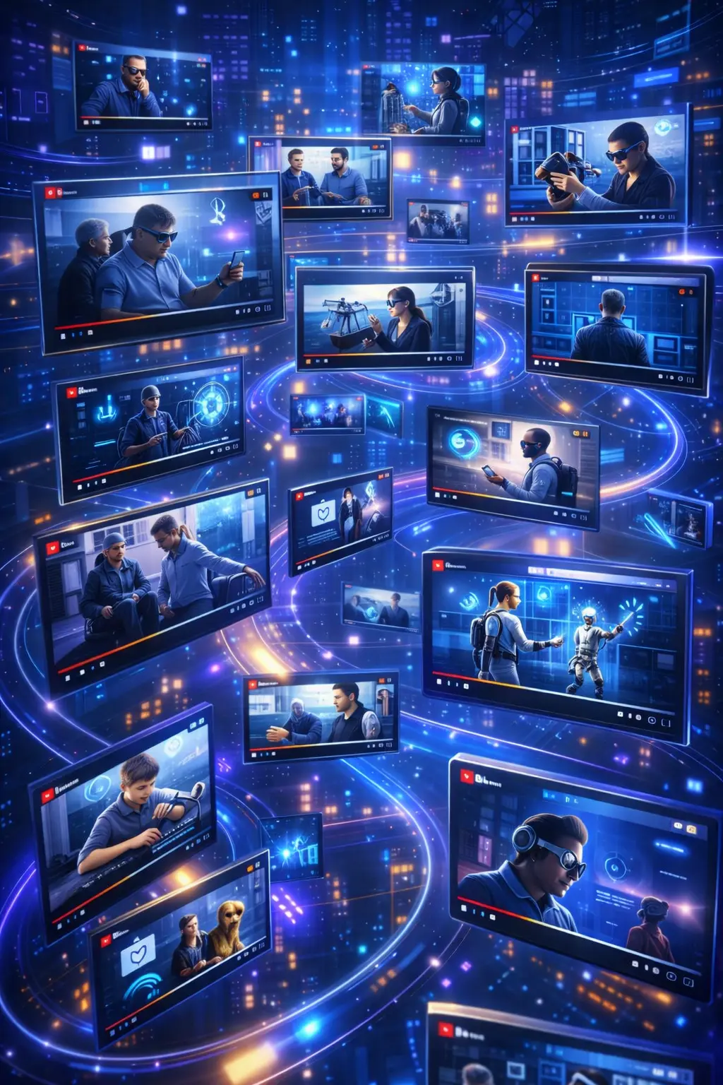 Diferentes pantallas representan las noticias mas actuales en tecnología y accesibilidad